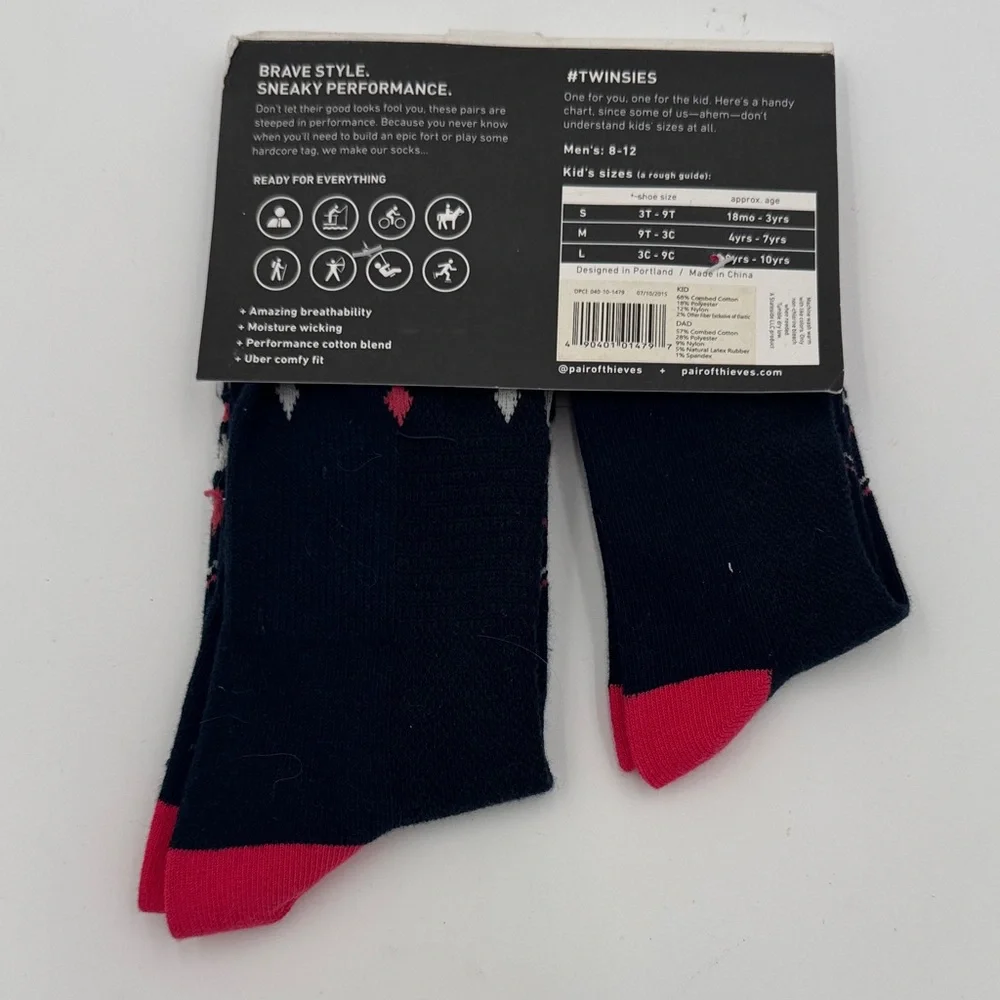 Kids and Dad matching Socks - Navy and Pink